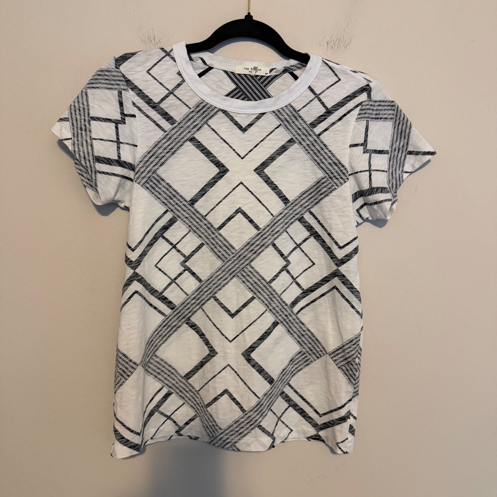 Rag & Bone Allover Scarf Jersey Tee Black white Pima cotton classic casual